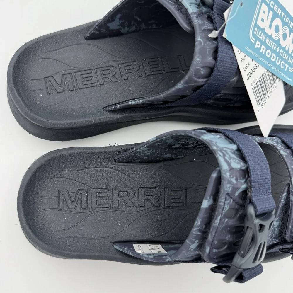 Merrell Hut Ultra Wrap Sandals Mens 7M Blue Comfort‎ Slip On Adjustable Dad New